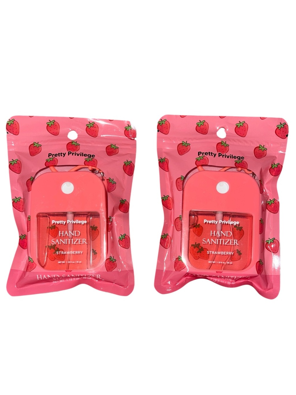 STRAWBERRY HAND SANITIZER SPRAYS BAG CHARMS SET OF 2